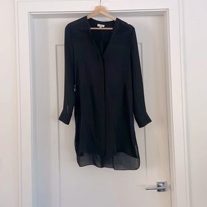 Aritzia black silk shirt dress. Size XXS.